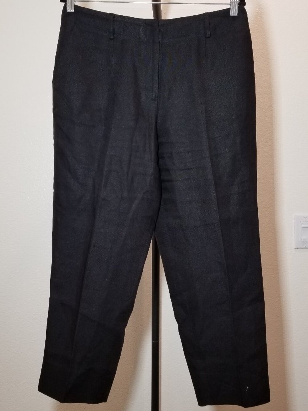 Talbots Irish Linen Womens 12P Black Pants Lightweight Vacation Summer Beach